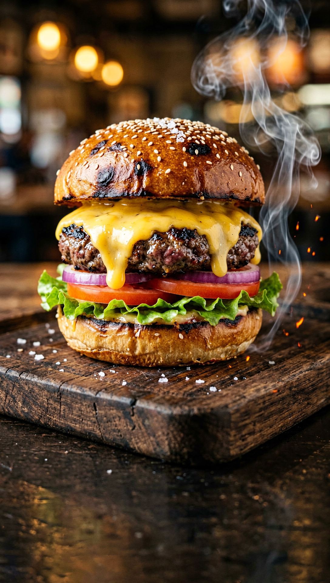 Smoking cheeseburger